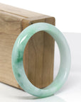 Baikalla Natural Apple-Green Jadeite Jade "Half Round" Bangle Bracelet (53mm) 