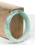 Baikalla Natural Apple-Green Jadeite Jade "Half Round" Bangle Bracelet (53mm) 