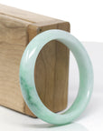 Baikalla Natural Apple-Green Jadeite Jade "Half Round" Bangle Bracelet (53mm) 