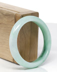 Baikalla Natural Apple-Green Jadeite Jade "Half Round" Bangle Bracelet (53mm) 