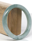 Baikalla Natural Blue-Green Jadeite Jade "Half Round" Bangle Bracelet (63.5mm) 