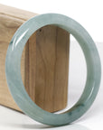 Baikalla Natural Blue-Green Jadeite Jade "Half Round" Bangle Bracelet (63.5mm) 