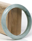 Baikalla Natural Blue-Green Jadeite Jade "Half Round" Bangle Bracelet (63.5mm) 