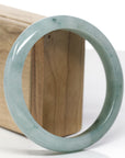 Baikalla Natural Blue-Green Jadeite Jade "Half Round" Bangle Bracelet (63.5mm) 