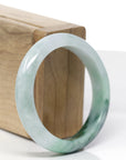 Baikalla Natural Deep Forest Green Patch Jadeite Jade "Half Round" Bangle Bracelet (54.1mm) 