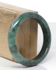 Baikalla Natural Deep Forest Green Jadeite Jade "Half Round" Bangle Bracelet (55.6mm) 