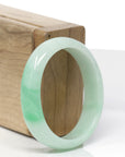 High-End Natural Vibrant Apple-Green Jadeite Jade Oval Bangle (53.6mm) 