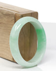 High-End Natural Vibrant Apple-Green Jadeite Jade Oval Bangle (53.6mm) 