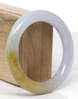 Baikalla Natural Lavender & Rich Yellow Jadeite Jade "Traditional Round" Bangle Bracelet (56.9mm) 