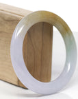 Baikalla Natural Lavender & Rich Yellow Jadeite Jade "Traditional Round" Bangle Bracelet (56.9mm) 