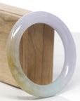 Baikalla Natural Lavender & Rich Yellow Jadeite Jade "Traditional Round" Bangle Bracelet (56.9mm) 