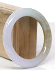 Baikalla Natural Lavender & Rich Yellow Jadeite Jade "Traditional Round" Bangle Bracelet (56.9mm) 