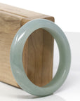 Baikalla Natural Oil-Green Jadeite Jade "Half Round" Bangle Bracelet (54.6mm) 