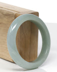 Baikalla Natural Oil-Green Jadeite Jade "Half Round" Bangle Bracelet (54.6mm) 