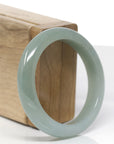 Baikalla Natural Oil-Green Jadeite Jade "Half Round" Bangle Bracelet (54.6mm) 