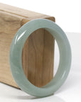 Baikalla Natural Oil-Green Jadeite Jade "Half Round" Bangle Bracelet (54.6mm) 