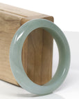 Baikalla Natural Oil-Green Jadeite Jade "Half Round" Bangle Bracelet (54.6mm) 