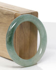 Natural Icy Forest Green Jadeite Jade "Traditional Full Round" Bangle Bracelet (50.7 mm) 