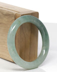Natural Icy Forest Green Jadeite Jade "Traditional Full Round" Bangle Bracelet (50.7 mm) 