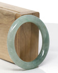 Natural Icy Forest Green Jadeite Jade "Traditional Full Round" Bangle Bracelet (50.7 mm) 