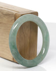 Natural Icy Forest Green Jadeite Jade "Traditional Full Round" Bangle Bracelet (50.7 mm) 