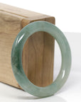 Natural Icy Forest Green Jadeite Jade "Traditional Full Round" Bangle Bracelet (50.7 mm) 
