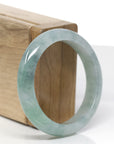 Baikalla Natural Icy Green & Black Wuji Jadeite Jade "Half Round" Bangle Bracelet (53.9mm) 