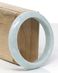 Baikalla Natural Light Blue-Green Jadeite Jade "Half Round" Bangle Bracelet (57.4mm) 