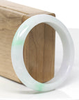 Baikalla Genuine White & Green Burmese Jadeite Jade Bangle Bracelet (57.02mm)