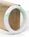 Baikalla Genuine White & Green Burmese Jadeite Jade Bangle Bracelet (57.02mm)