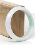 Baikalla Genuine White & Green Burmese Jadeite Jade Bangle Bracelet (57.02mm)
