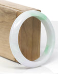 Baikalla Genuine White & Green Burmese Jadeite Jade Bangle Bracelet (57.02mm)
