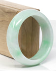 Baikalla Classic Green Natural Jadeite Jade Wider Bangle Bracelet (57.8 mm) 