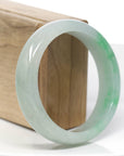 Baikalla Classic Green Natural Jadeite Jade Wider Bangle Bracelet (58.9 mm) 