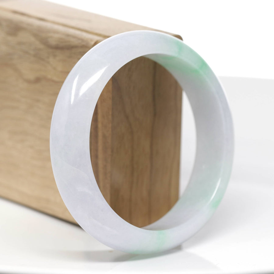 Baikalla Genuine White & Green Burmese Jadeite Jade Bangle Bracelet (59.01mm)#923