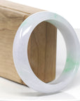 Baikalla Genuine White & Green Burmese Jadeite Jade Bangle Bracelet (59.01mm)