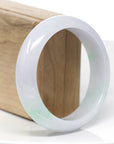 Baikalla Genuine White & Green Burmese Jadeite Jade Bangle Bracelet (59.01mm)