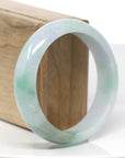 Classic Forest Green & Lavender Jadeite Jade Bangle Bracelet (58.61 mm) 