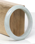"Princess Half Round" Genuine Burmese Blue- Green Jadeite Jade Bangle Bracelet (59.07 mm) 