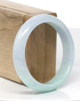 "Princess Half Round" Lavender Green Natural Jadeite Jade Bangle (56.62 mm) 