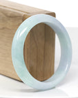 "Princess Half Round" Lavender Green Natural Jadeite Jade Bangle (56.62 mm) 
