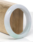 Genuine White & Green Burmese Jadeite Jade Bangle Bracelet (58.36 mm) 