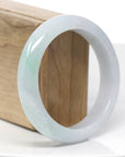 Genuine White & Green Burmese Jadeite Jade Bangle Bracelet (58.36 mm) 