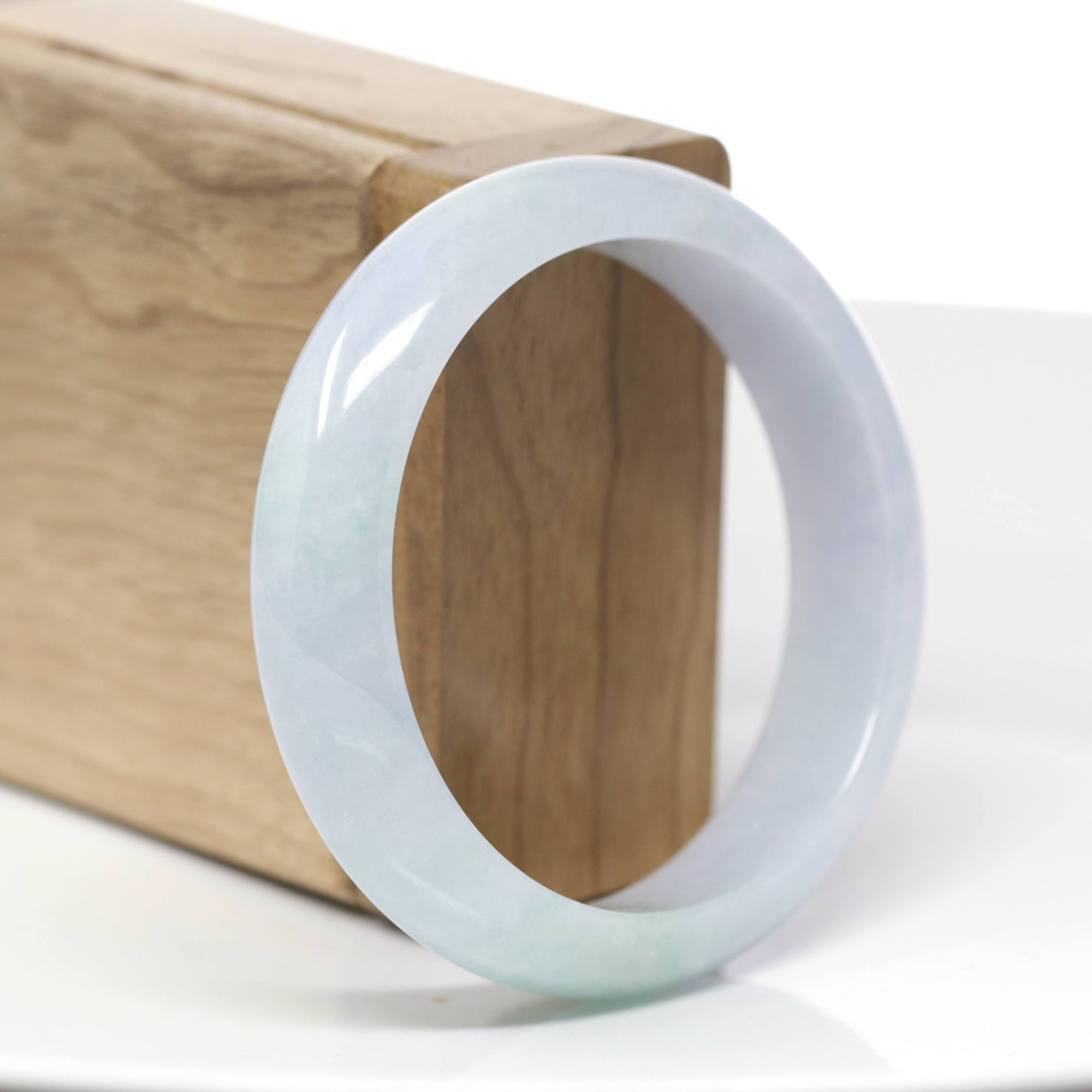 Natural Lavender- Green Jadeite Jade Bangle Bracelet (56.38 mm) 