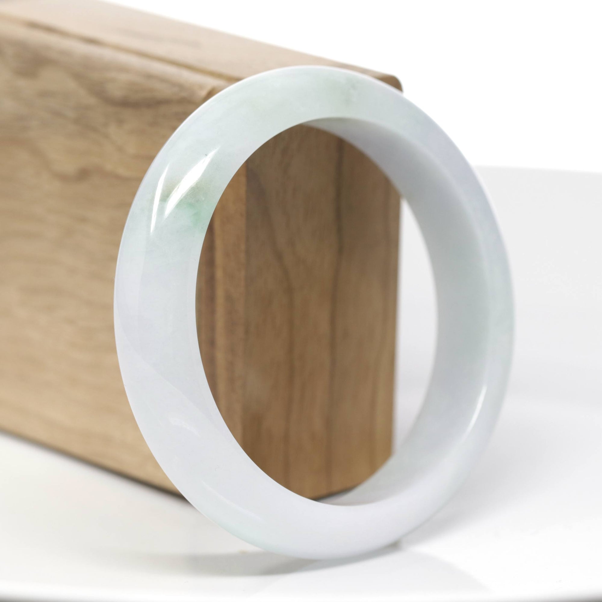 Classic Natural Green Jadeite Jade Bangle Bracelet (58.95 mm) 