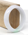 Genuine White & Green Burmese Jadeite Jade Bangle Bracelet (55.64 mm) 