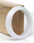 Genuine White & Green Burmese Jadeite Jade Bangle Bracelet (55.64 mm) 