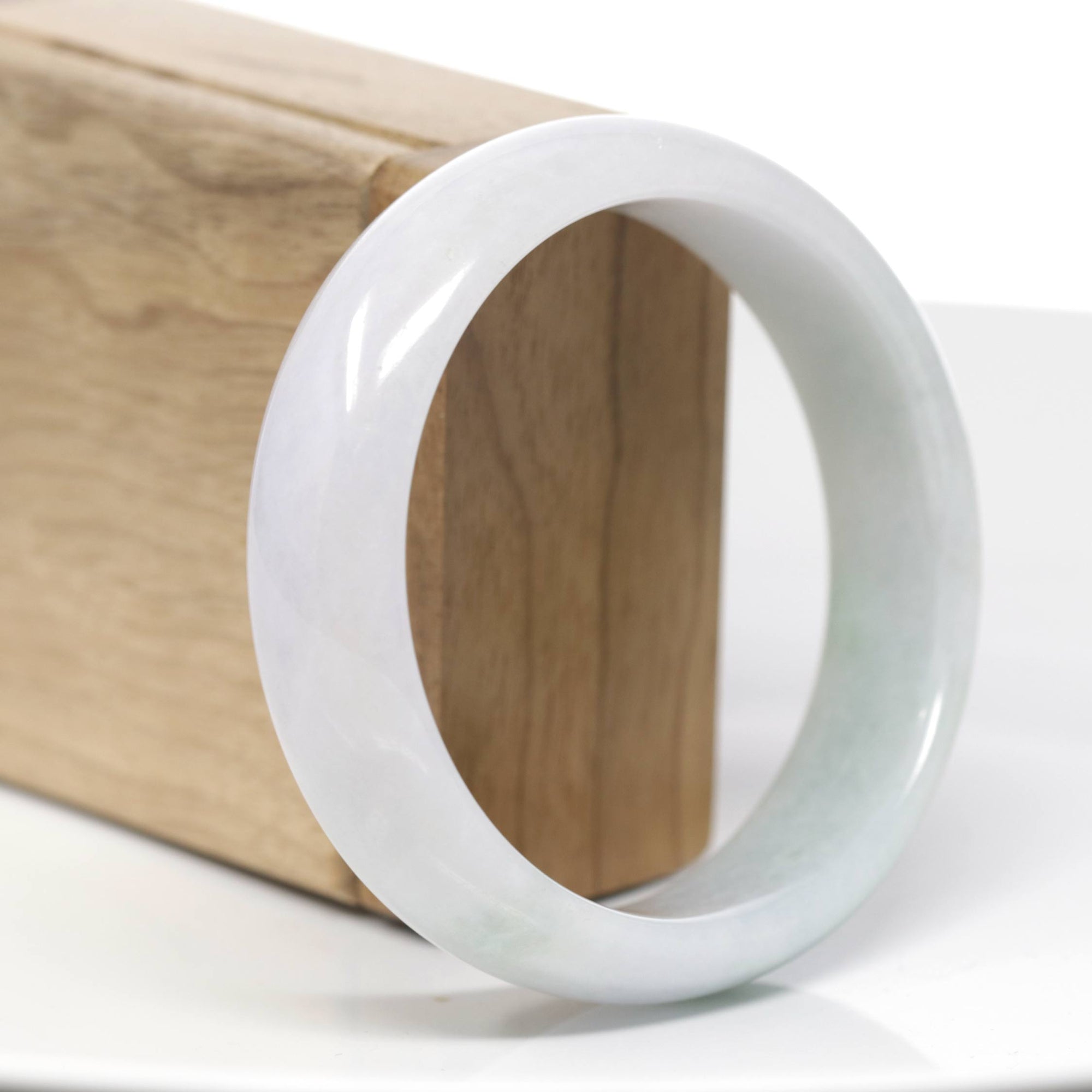 Genuine Burmese White Lavender Jadeite Jade Bangle Bracelet (59.7mm) 