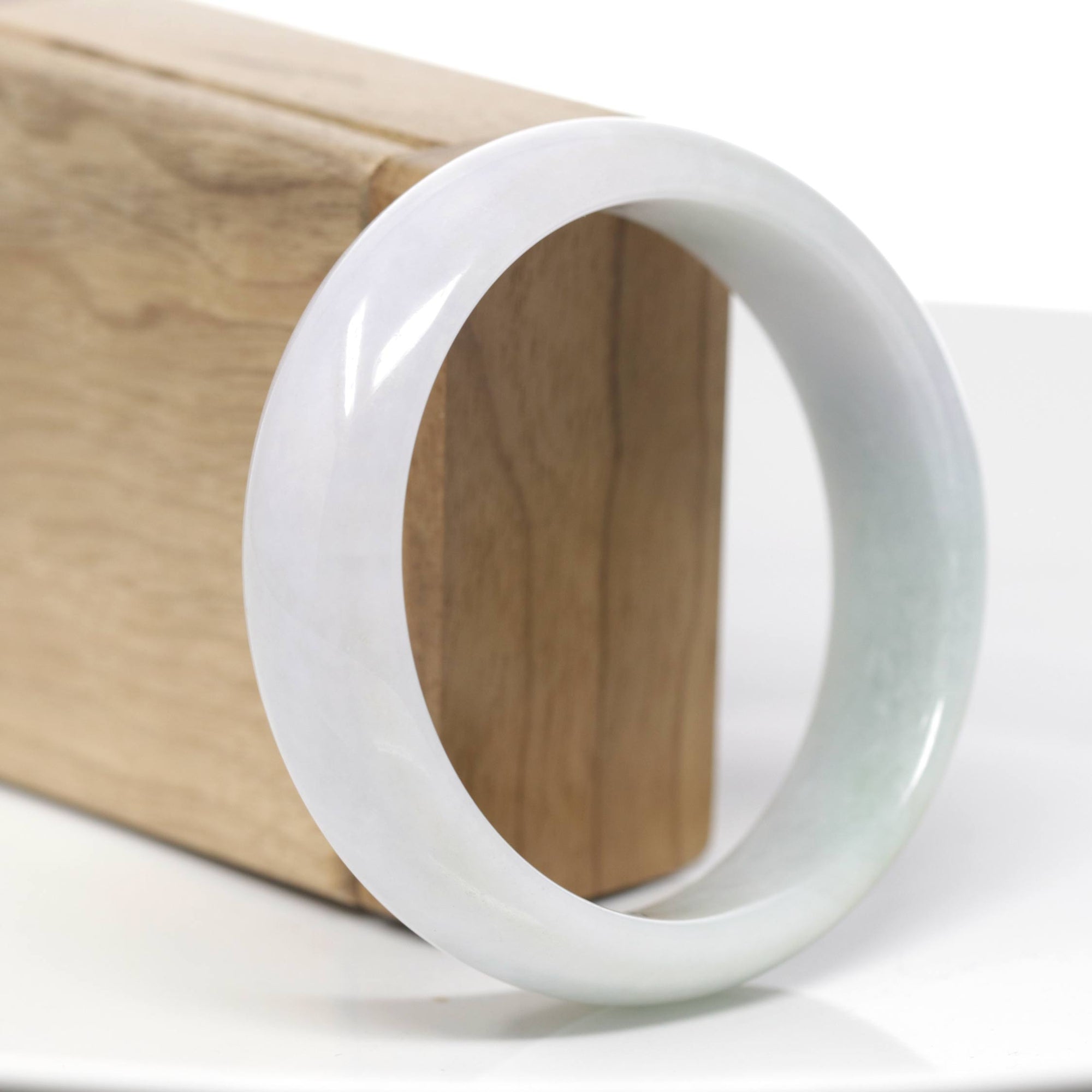 Genuine Burmese White Lavender Jadeite Jade Bangle Bracelet (59.7mm) 