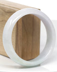 Genuine Burmese White Lavender Jadeite Jade Bangle Bracelet (59.7mm) 